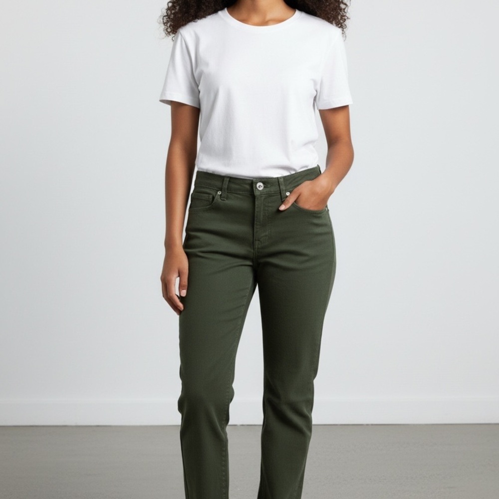 2 LOFT Dark Green Straight Leg Women's Jeans size 2 - Picture 2 of 5